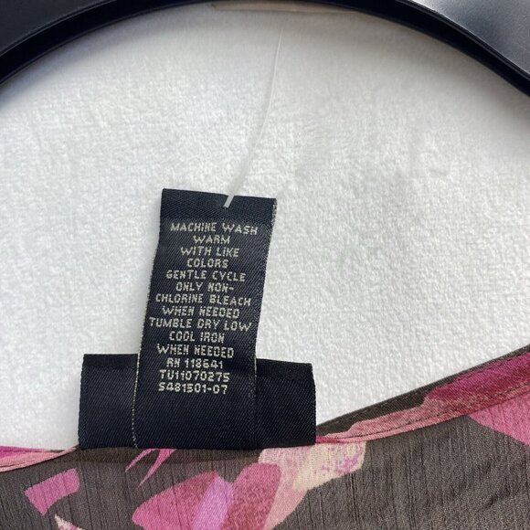 Lane Bryant Sheer V-Neck Short Flutter Sleeve Blouse Women Sz 14/16 Brown Floral - Picture 6 of 13